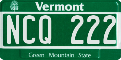 VT license plate NCQ222