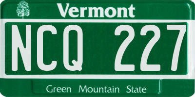VT license plate NCQ227