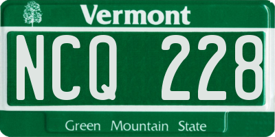 VT license plate NCQ228