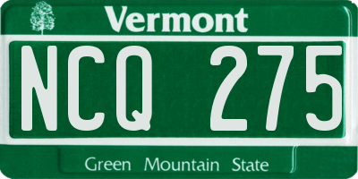 VT license plate NCQ275