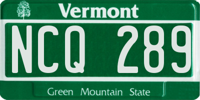 VT license plate NCQ289