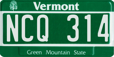 VT license plate NCQ314