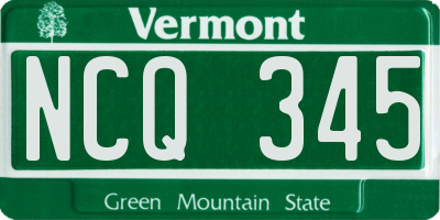 VT license plate NCQ345