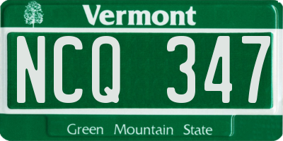 VT license plate NCQ347