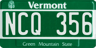 VT license plate NCQ356