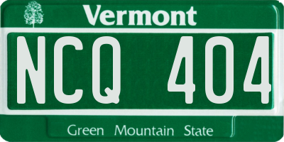 VT license plate NCQ404