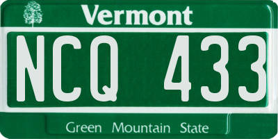 VT license plate NCQ433