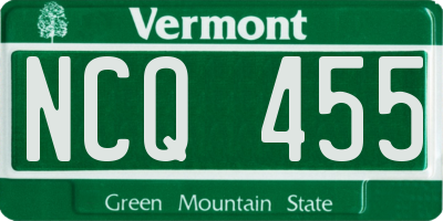 VT license plate NCQ455