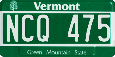 VT license plate NCQ475