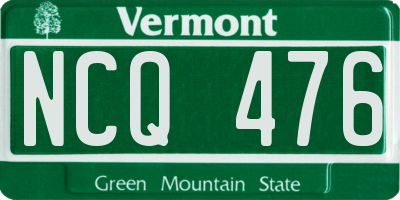 VT license plate NCQ476