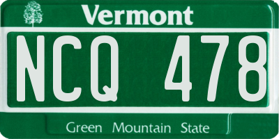 VT license plate NCQ478