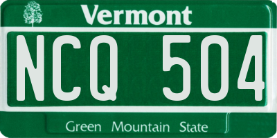 VT license plate NCQ504