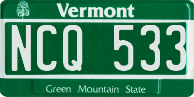 VT license plate NCQ533