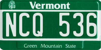 VT license plate NCQ536