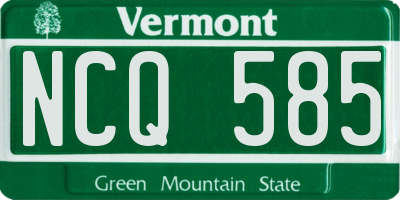 VT license plate NCQ585