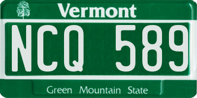 VT license plate NCQ589