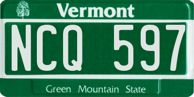 VT license plate NCQ597