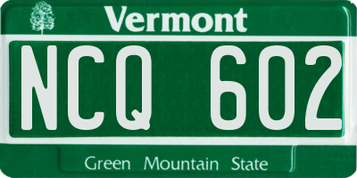 VT license plate NCQ602