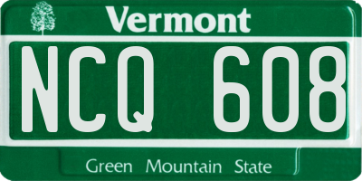 VT license plate NCQ608
