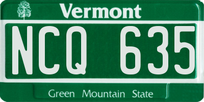 VT license plate NCQ635