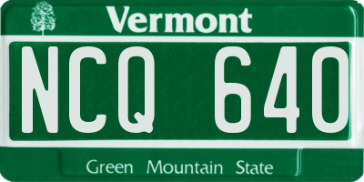 VT license plate NCQ640