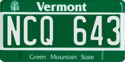 VT license plate NCQ643