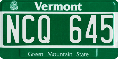 VT license plate NCQ645