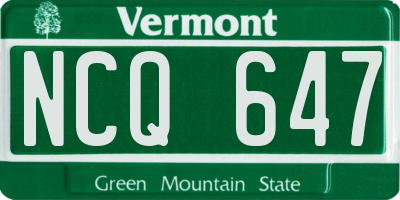 VT license plate NCQ647