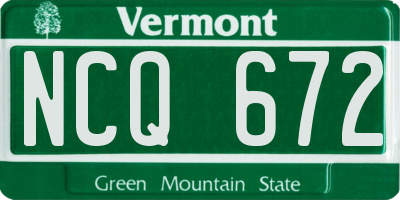 VT license plate NCQ672