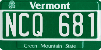 VT license plate NCQ681