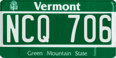 VT license plate NCQ706
