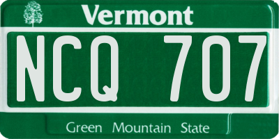 VT license plate NCQ707