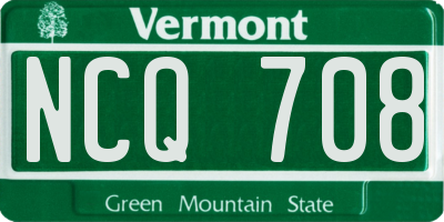 VT license plate NCQ708