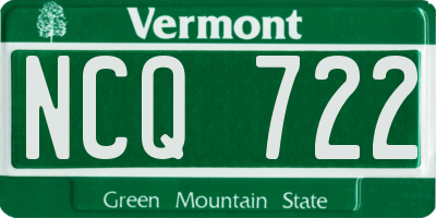 VT license plate NCQ722