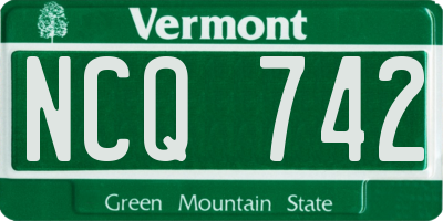 VT license plate NCQ742