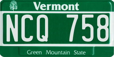 VT license plate NCQ758