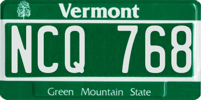 VT license plate NCQ768