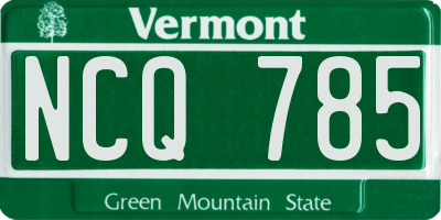 VT license plate NCQ785