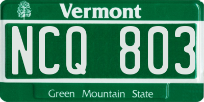 VT license plate NCQ803