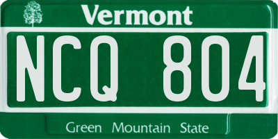 VT license plate NCQ804