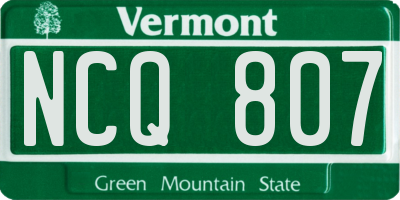 VT license plate NCQ807
