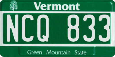 VT license plate NCQ833