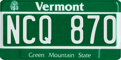 VT license plate NCQ870