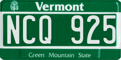 VT license plate NCQ925