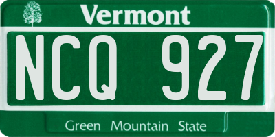 VT license plate NCQ927