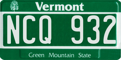 VT license plate NCQ932