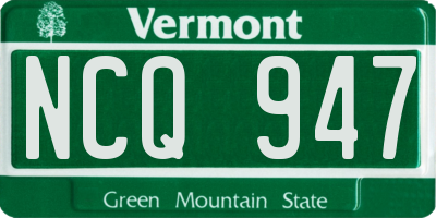 VT license plate NCQ947
