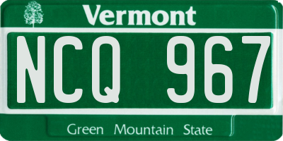 VT license plate NCQ967