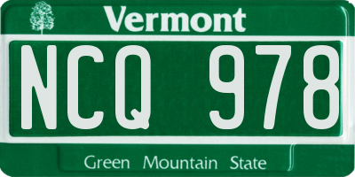 VT license plate NCQ978