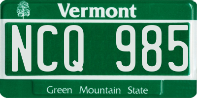 VT license plate NCQ985